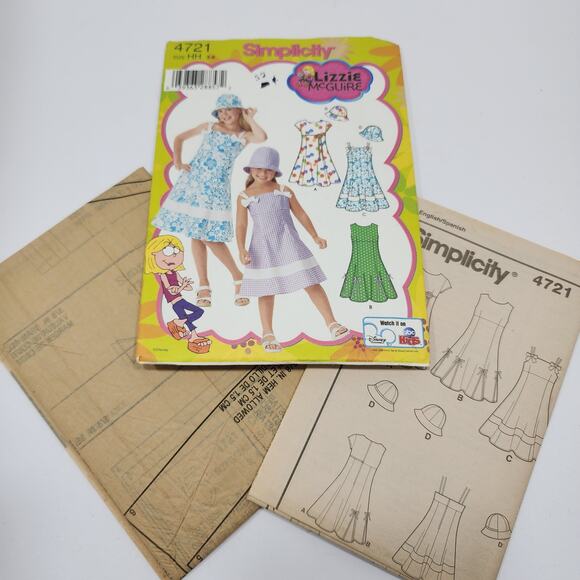 Simplicity 4721 Lizzie McGuire Girls' Dress with Bodice & Hat Size HH 3-6 UNCUT - Picture 3 of 3